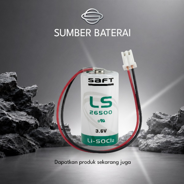 Baterai Saft LS 26500 3.6V Kabel Soket
