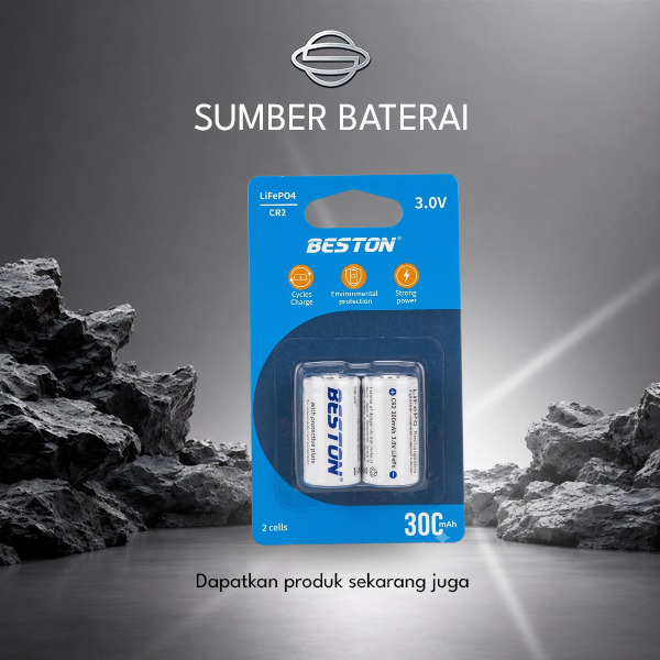 Baterai Beston CR2 300mAH Lithium BP 2 Rechargeable