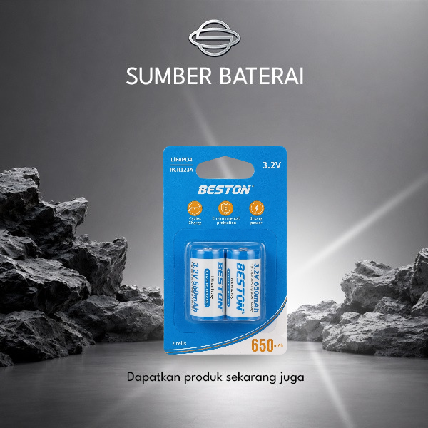 Baterai Beston CR123 650mAh Lithium BP2 Rechargeable