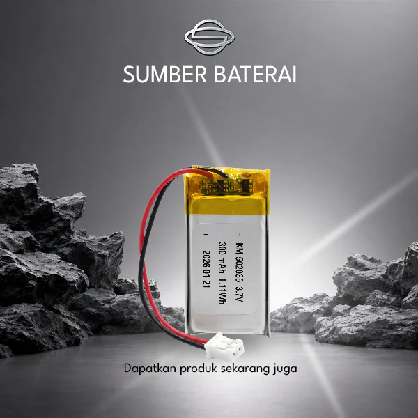 Baterai Lithium Polymer KM502035 3.7V 300mAh