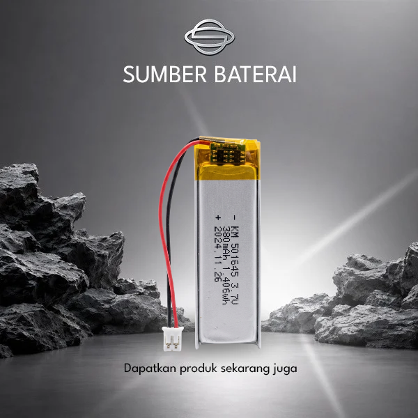 Baterai Lithium Polymer KM501645 3.7V 380mAh