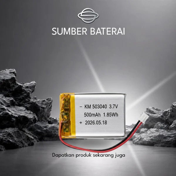Baterai Lithium Polymer KM503040 3.7V 500mAh