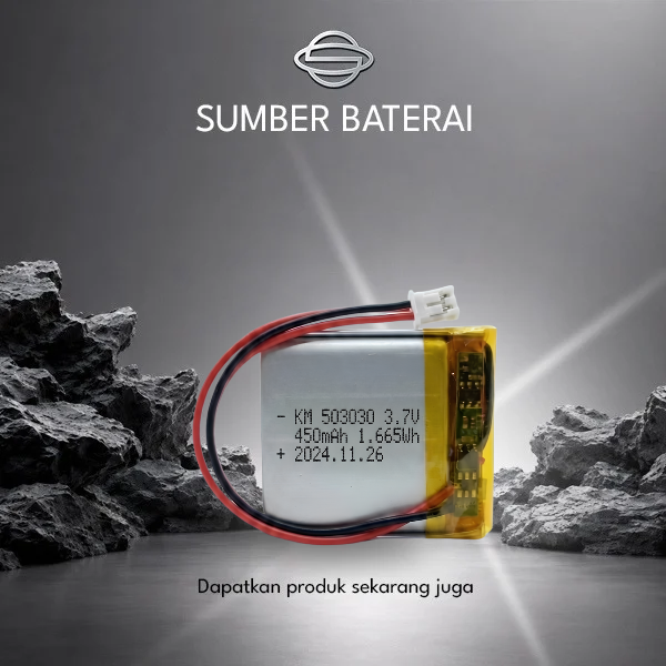 Baterai Lithium Polymer KM503030 3.7V 450mAh