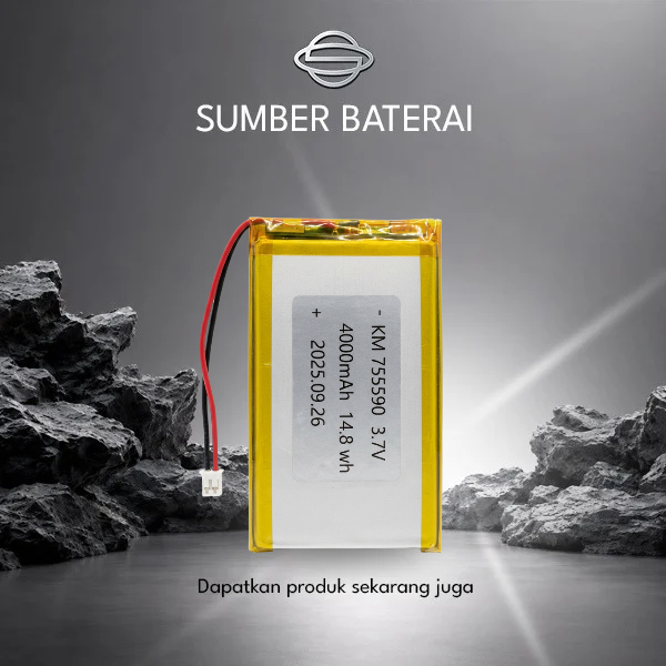 Baterai Lithium Polymer KM755590 3.7V 4000mAh