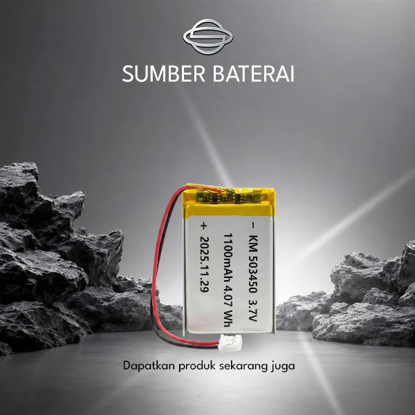 Baterai Lithium Polymer KM503450 3.7V 1100mAh