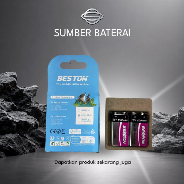Baterai Beston 9Volt 800mAh Rechargeable 2 pcs