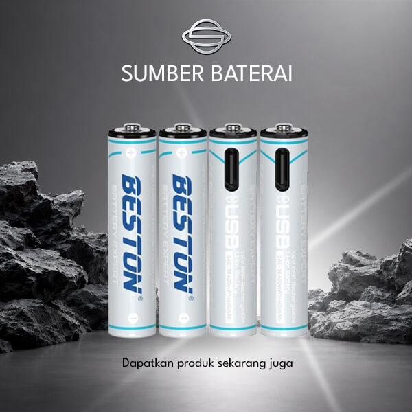 Baterai Beston USB AAA 660mWh Lithium Rechargeable 4 pcs