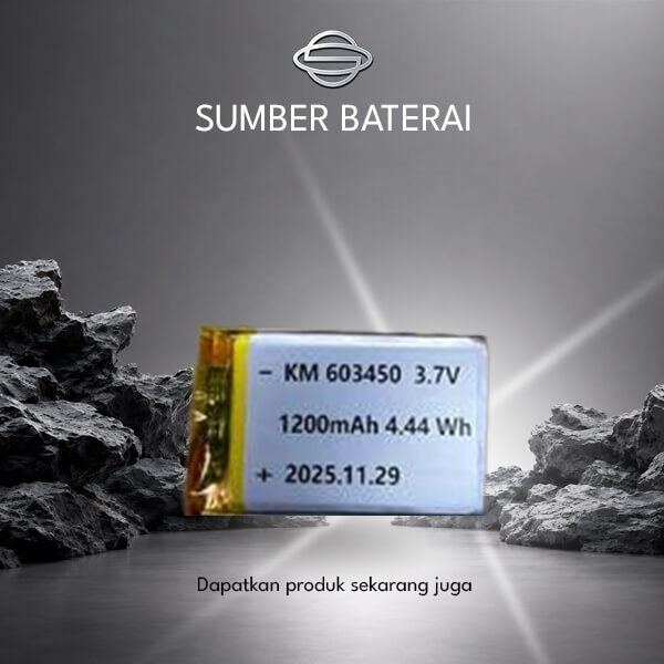 Baterai Lithium Polymer KM603450/1200mAh 4.44wh