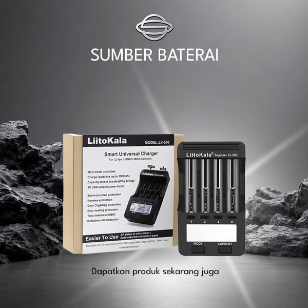 Charger LiitoKala Lii-500 Smart Universal Fast Charger LCD 4 Slot AA/AAA/9V/18650 Ni-MH Ni-CD