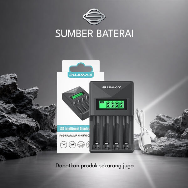 Charger Pujimax 4 Slot AA/AAA LCD