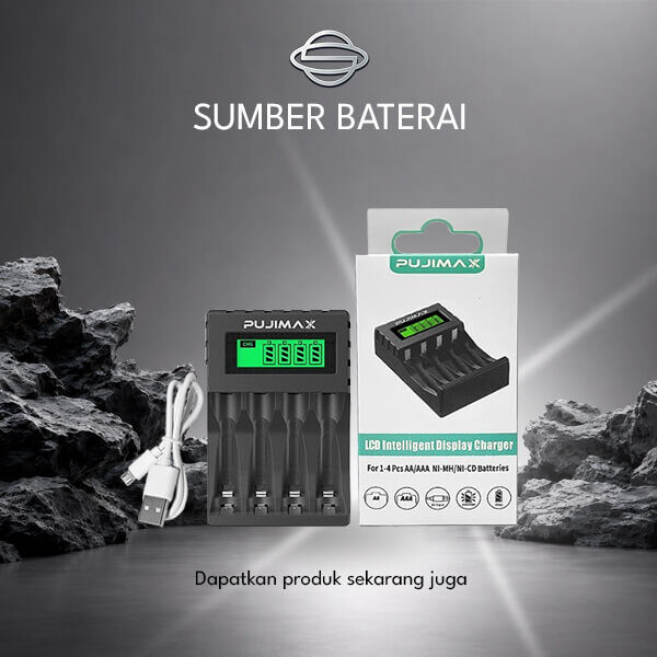 Charger Pujimax 4 Slot Untuk Baterai AA/AAA Lithium 1.5V Hitam