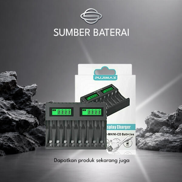 Charger Pujimax 8 Slot AA/AAA LCD