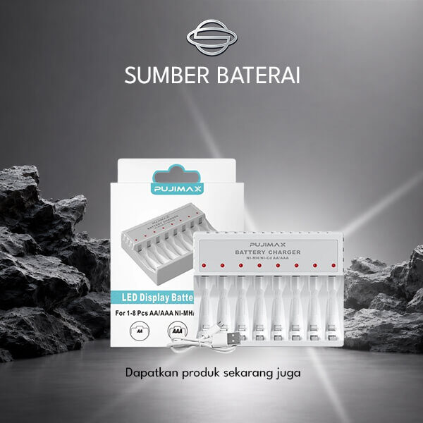 Charger Pujimax Lithium 8 Slot Putih 1.5V