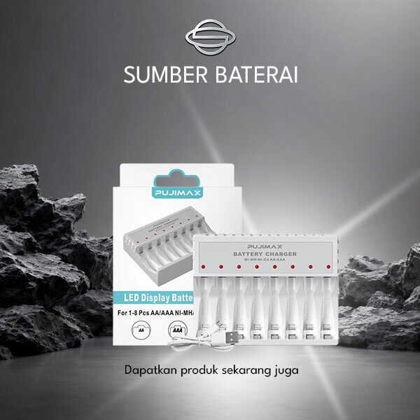 Charger Pujimax Lithium 8 Slot Putih 1.5V for 1-8 pcs AA/AAA Li-ion