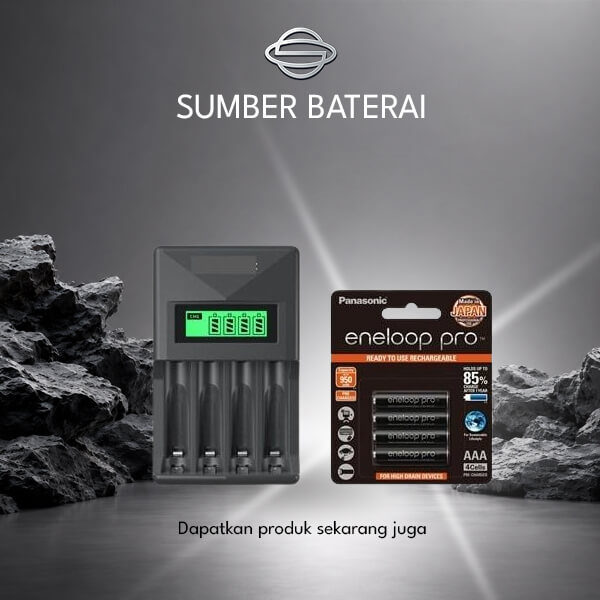 Charger Pujimax Non Cover 4 Slot AA/AAA + Baterai Panasonic Eneloop Pro AAA 950mAh 4 pcs