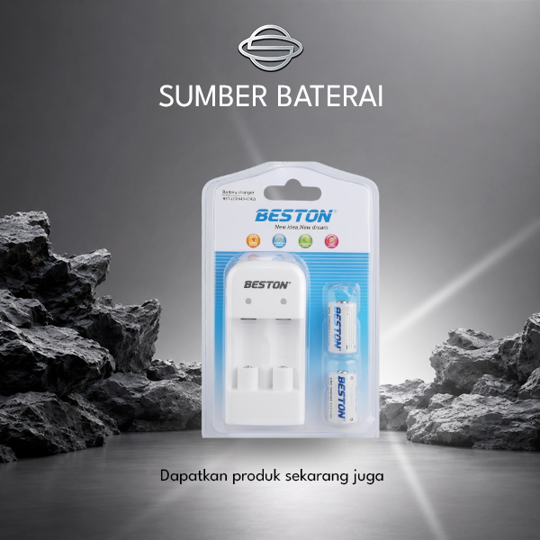 Charger Beston + Cr2 Baterai Lithium Recharge