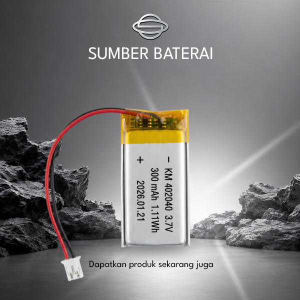 Baterai Lithium Polymer KM402040 3.7V 300mAh