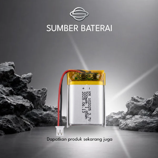 Baterai Lithium Polymer KM102025 3.7V 500mAh