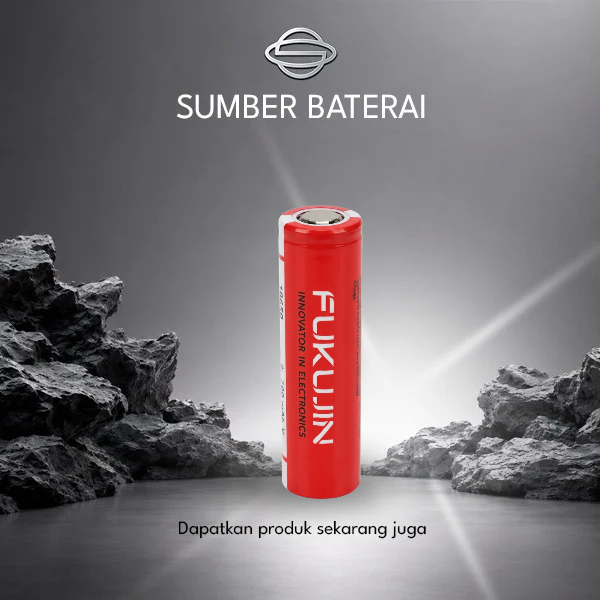 Baterai FUKUJIN 18650 Li-on 3,7volt 3000mAh Merah Rechargeable