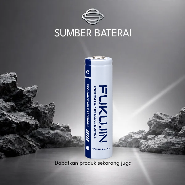 Baterai FUKUJIN 18650 Li-on 3,7volt 1200mAh Putih/biru Rechargeable