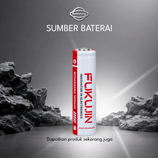 Baterai FUKUJIN 18650 Li-on 3,7volt 1800mAh Putih Rechargeable