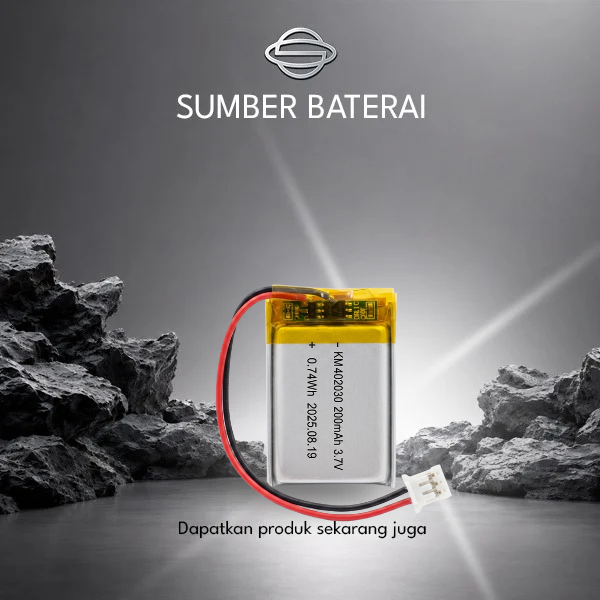 Baterai Lithium Polymer KM402030 3.7V 200mAh