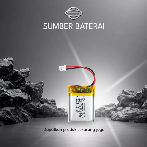 Baterai Lithium Polymer KM502025 3.7V 200mAh