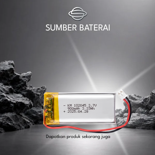 Baterai Lithium Polymer KM102045 3.7V 900mAh