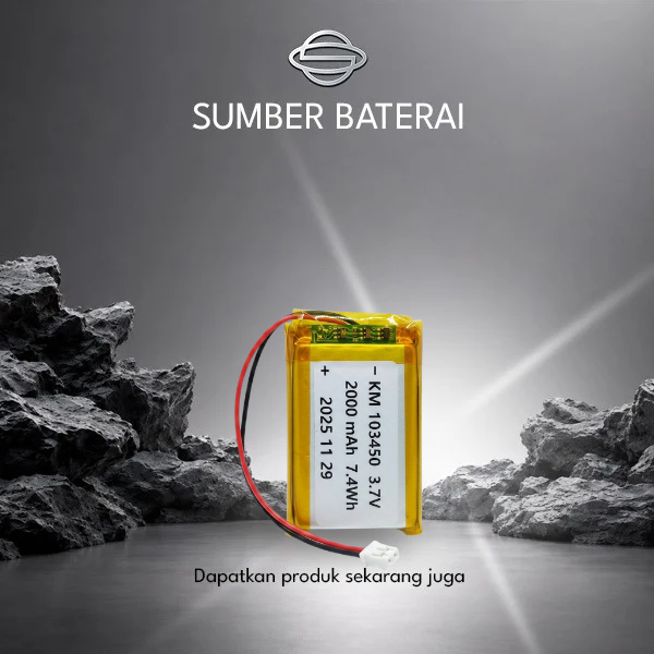 Baterai Lithium Polymer KM103450 3.7V 2000mAh