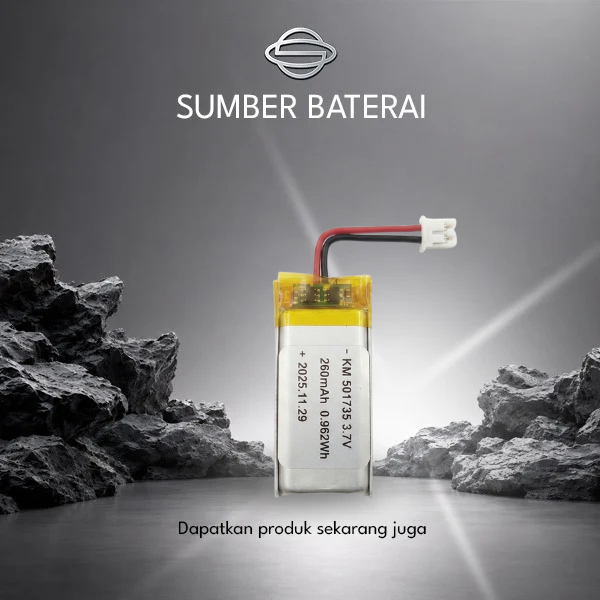 Baterai Lithium Polymer KM501735 3.7V 260mAh