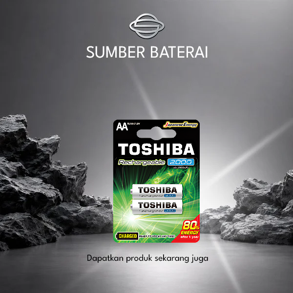 Baterai Toshiba Rechargeable AA 2000mAh 1,2Volt