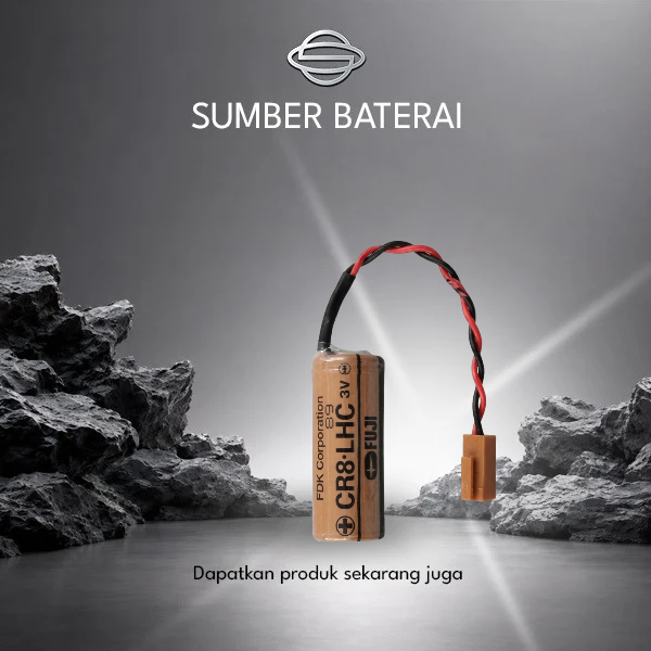 Baterai Fuji FDK CR8 LHC 3 Volt kabel soket coklat