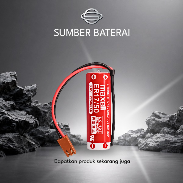 Baterai Maxell 17/50 2750mAh 3,6V dengan kabel soket