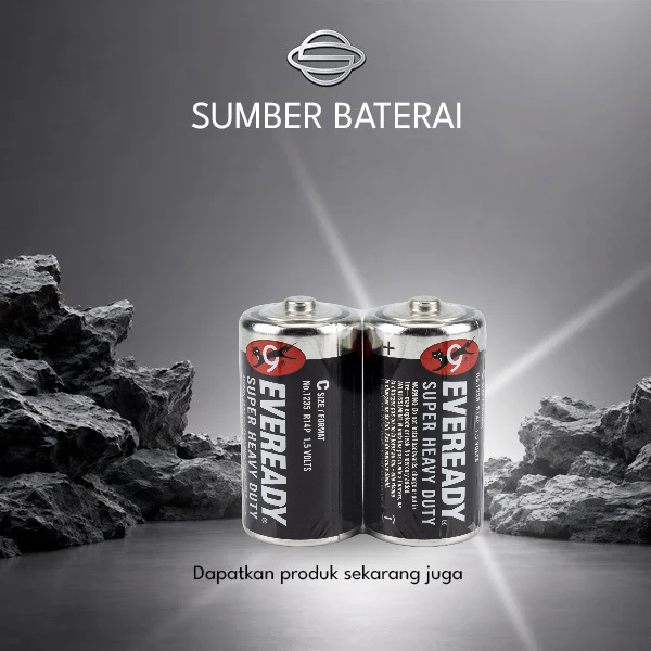 Baterai Eveready Super Heavy Duty Size C R14 Bp2 Hitam