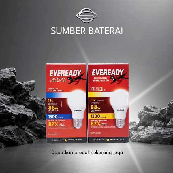 Lampu Bohlam Eveready 13 Watt - 88 Watt dengan 1300 Lumens Penghematan Energi 87% Tahan Lama
