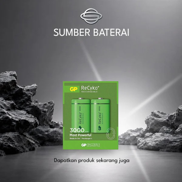 Baterai GP Reyco 3000mAh Size C Bp2 Rechargeable