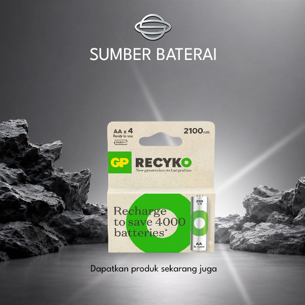 Baterai GP AA 2100mAh Bp4 Recyko Rechargeable