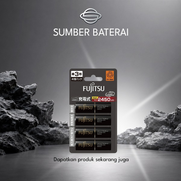 Baterai Fujitsu Pro Hitam AA 2450mAh Bp4 Rechargeable