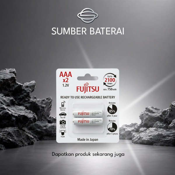 Baterai Fujitsu AAA 750mAh Bp2 Rechargeable