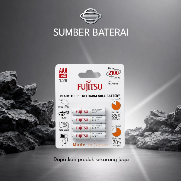 Baterai Fujitsu AAA 750mAh Rechargeable Bp4