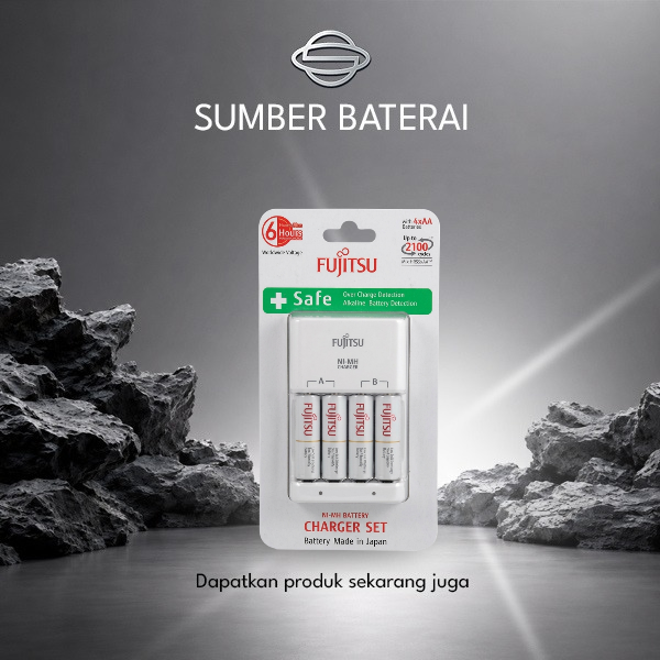 Charger Fujitsu 6Jam + 4 Baterai AA 2100mAh